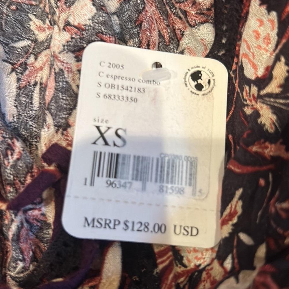 (5 for $75) NWT FREE PEOPLE odette printed tunic in espresso combo - Picture 11 of 16